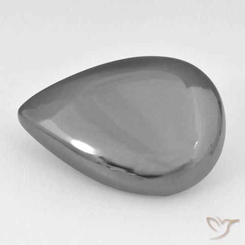28.42ct Natürlicher silbergrau Hematit, Birnenform, Lichtundurchlässig