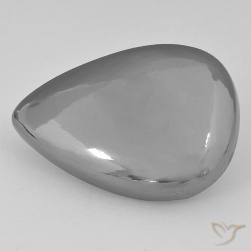 30.47ct Natürlicher silbergrau Hematit, Birnenform, Lichtundurchlässig