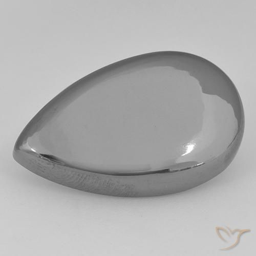 31.43ct Natürlicher silbergrau Hematit, Birnenform, Lichtundurchlässig