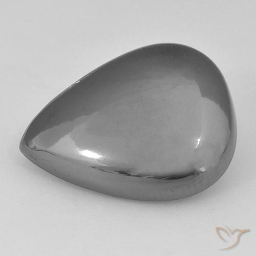 23.36ct Natürlicher silbergrau Hematit, Birnenform, Lichtundurchlässig