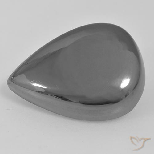 35.97ct Natürlicher silbergrau Hematit, Birnenform, Lichtundurchlässig
