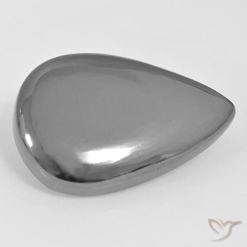 33.96ct Natürlicher Mittelgrau Hematit, Birnenform, Lichtundurchlässig