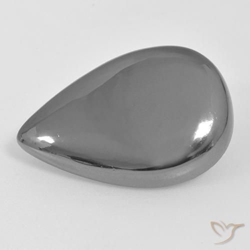 27.45ct Natürlicher Mittelgrau Hematit, Birnenform, Lichtundurchlässig