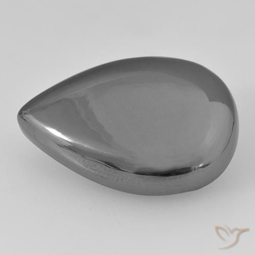 28.91ct Natürlicher silbergrau Hematit, Birnenform, Lichtundurchlässig