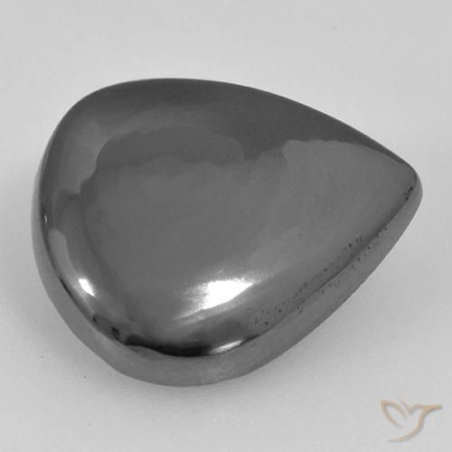 16.86ct Natürlicher silbergrau Hematit, Birnenform, Lichtundurchlässig