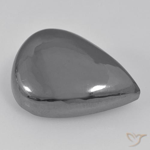 35.60ct Natürlicher silbergrau Hematit, Birnenform, Lichtundurchlässig