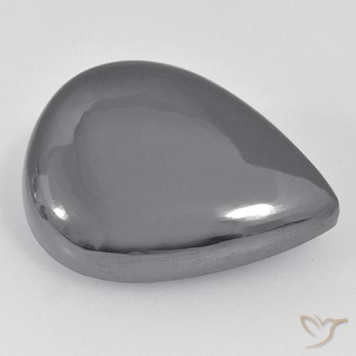30.78ct Natürlicher Mittelgrau Hematit, Birnenform, Lichtundurchlässig