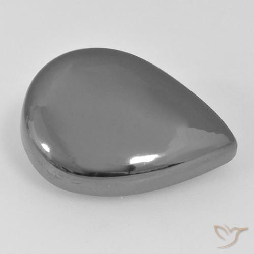 31.22ct Natürlicher silbergrau Hematit, Birnenform, Lichtundurchlässig