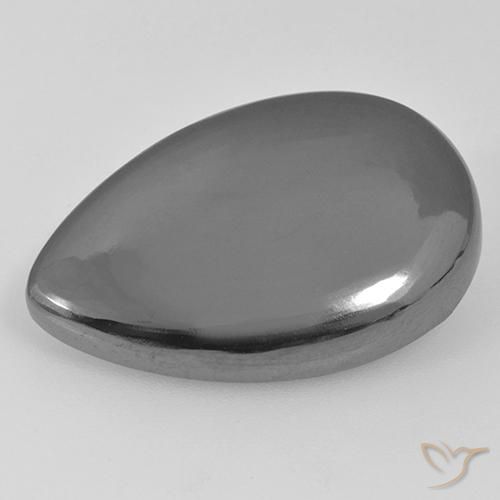 28.79ct Natürlicher Mittelgrau Hematit, Birnenform, Lichtundurchlässig