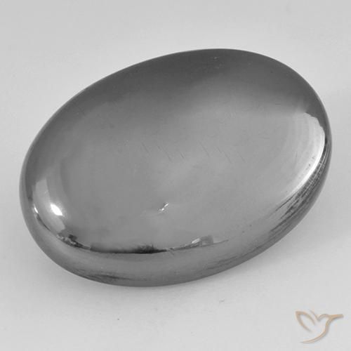 36.25ct Natürlicher silbergrau Hematit, Oval, Lichtundurchlässig