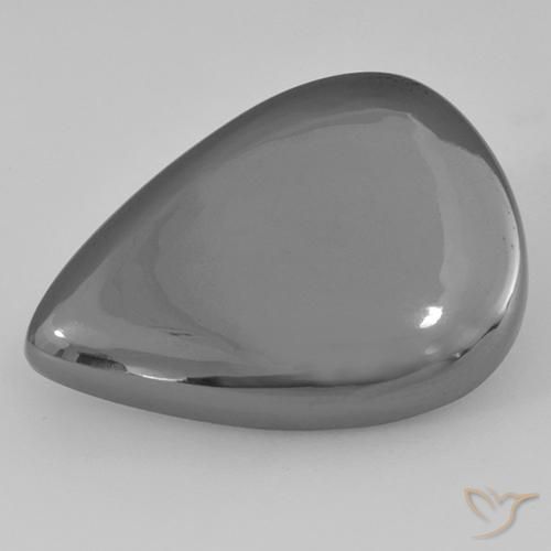 28.80ct Natürlicher silbergrau Hematit, Birnenform, Lichtundurchlässig