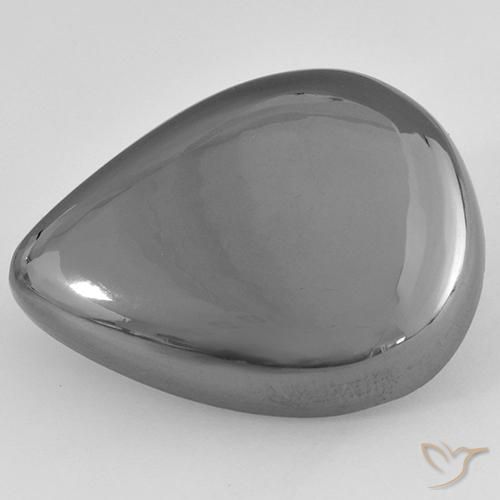 37.08ct Natürlicher Mittelgrau Hematit, Birnenform, Lichtundurchlässig