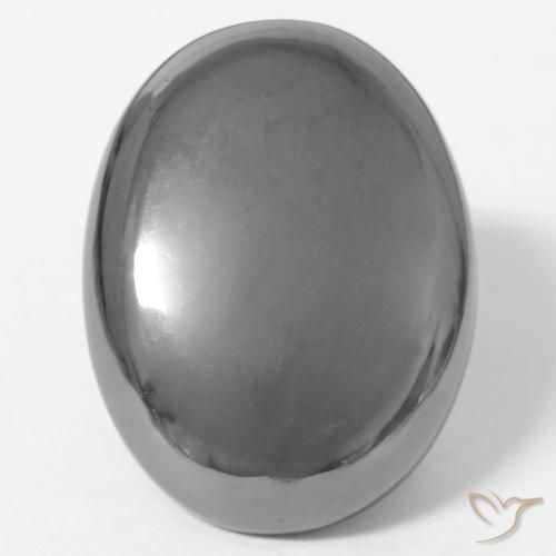 38.27ct Natürlicher silbergrau Hematit, Oval, Lichtundurchlässig
