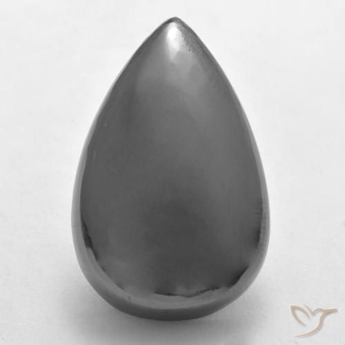 33.32ct Natürlicher silbergrau Hematit, Birnenform, Lichtundurchlässig