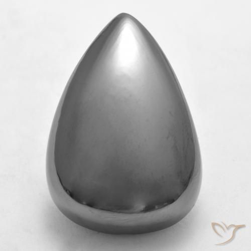 34.68ct Natürlicher silbergrau Hematit, Birnenform, Lichtundurchlässig