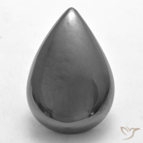 33.79ct Natürlicher Mittelgrau Hematit, Birnenform, Lichtundurchlässig