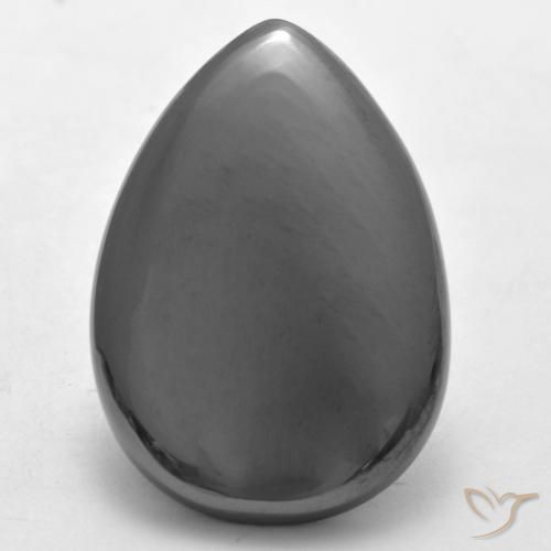 26.26ct Natürlicher silbergrau Hematit, Birnenform, Lichtundurchlässig