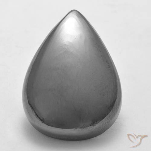 34.04ct Natürlicher silbergrau Hematit, Birnenform, Lichtundurchlässig