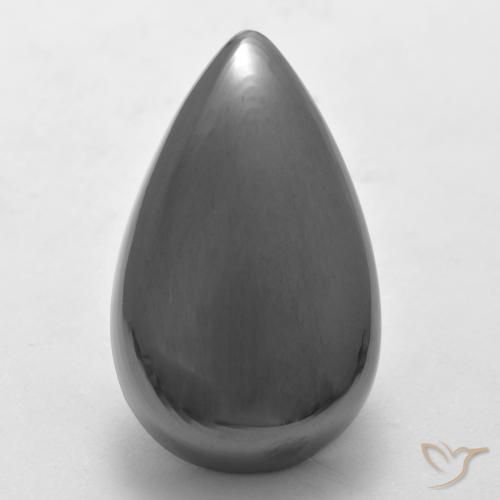 28.90ct Natürlicher Mittelgrau Hematit, Birnenform, Lichtundurchlässig