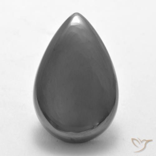 19.33ct Natürlicher silbergrau Hematit, Birnenform, Lichtundurchlässig