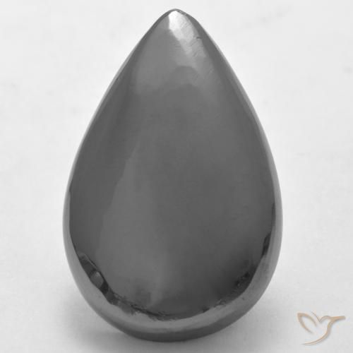 27.12ct Natürlicher silbergrau Hematit, Birnenform, Lichtundurchlässig