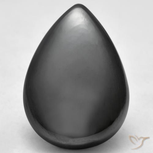 33.56ct Natürlicher Mittelgrau Hematit, Birnenform, Lichtundurchlässig