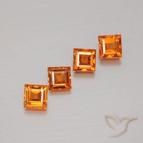 1.38ctw Natürlicher Mitteldunkles Orange Hessonit-Granat, Quadrat, VS