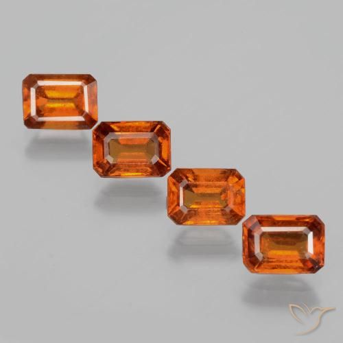 4.73ctw Natürlicher Mitteldunkles Orange Hessonit-Granat, Smaragdschliff, VS
