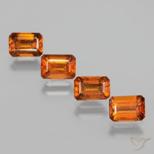 4.10ctw Natürlicher Mitteldunkles Orange Hessonit-Granat, Smaragdschliff, VS