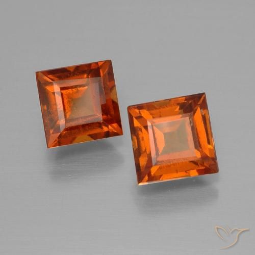 2.64 ct natürliche rötlich-orange Hessonit-Granat-Edelsteine, Quadrat, VS-SI