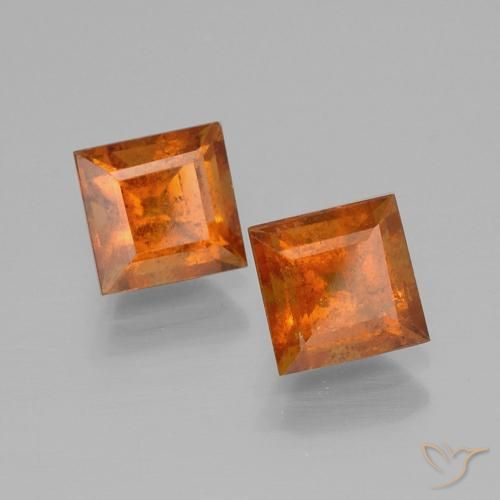 2.80 ct natürliche tieforange Hessonit-Granat-Edelsteine, Quadrat, VS-SI