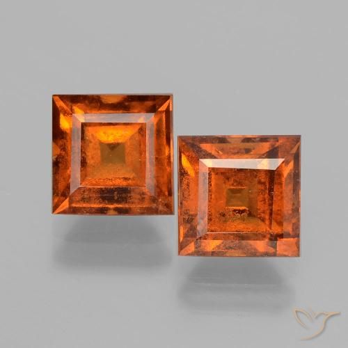 3.85ctw Natürlicher rötlich-orange Hessonit-Granat, Quadrat, VS-SI