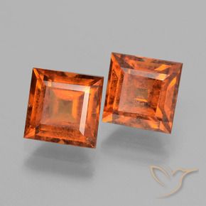3.85 ct natürliche rötlich-orange Hessonit-Granat-Edelsteine, Quadrat, VS-SI