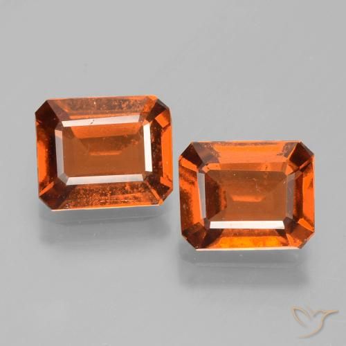 3.28ctw Natürlicher Mitteldunkles Orange Hessonit-Granat, Smaragdschliff, VS-SI