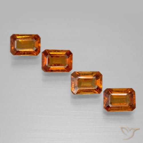 3.76ctw Natürlicher Mitteldunkles Orange Hessonit-Granat, Smaragdschliff, VS