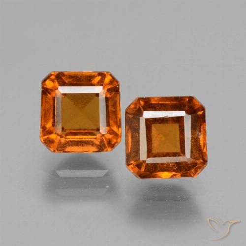 2.96ctw Natürlicher Mitteldunkles Orange Hessonit-Granat, Smaragdschliff, VS