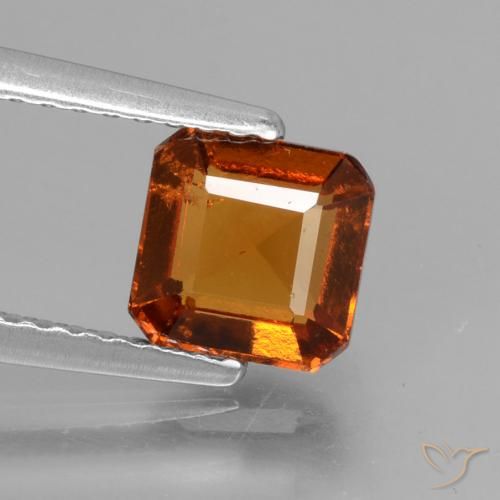 1.47ct Natürlicher tieforange Hessonit-Granat, Smaragdschliff, VS