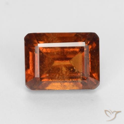 2.11ct Natürlicher Dunkelorange Hessonit-Granat, Smaragdschliff, VS-SI