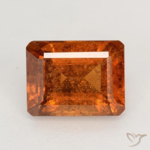 2.12ct Natürlicher Feuerorange Hessonit-Granat, Smaragdschliff, SI