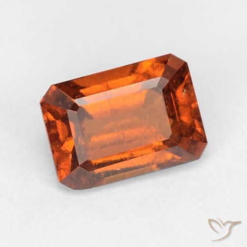 1.35ct Natürlicher tieforange Hessonit-Granat, Smaragdschliff, VS-SI