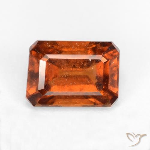 1.44ct Natürlicher tieforange Hessonit-Granat, Smaragdschliff, SI