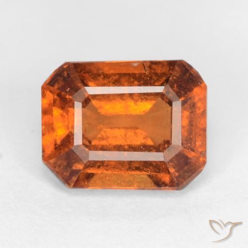1.66ct Natürlicher Mitteldunkles Orange Hessonit-Granat, Smaragdschliff, SI