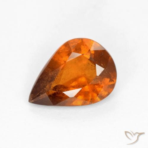 1.11ct Natürlicher Mitteldunkles Orange Hessonit-Granat, Birnenform, SI