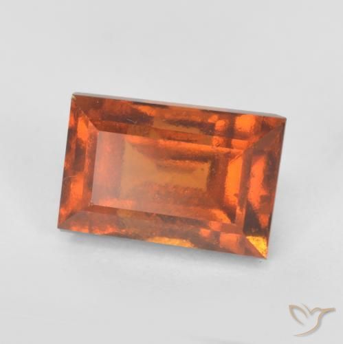 1.55ct Natürlicher Mitteldunkles Orange Hessonit-Granat, Baguette, VS