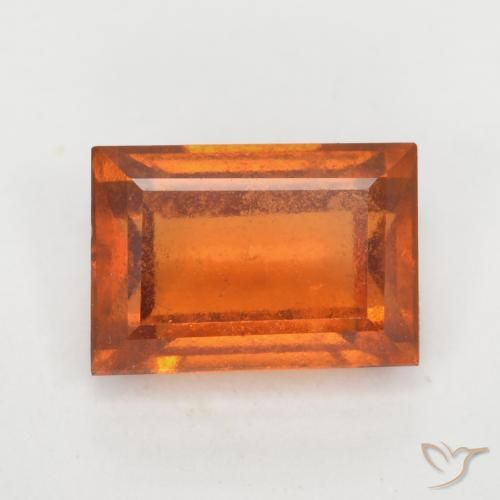 1.24ct Natürlicher tieforange Hessonit-Granat, Baguette, SI