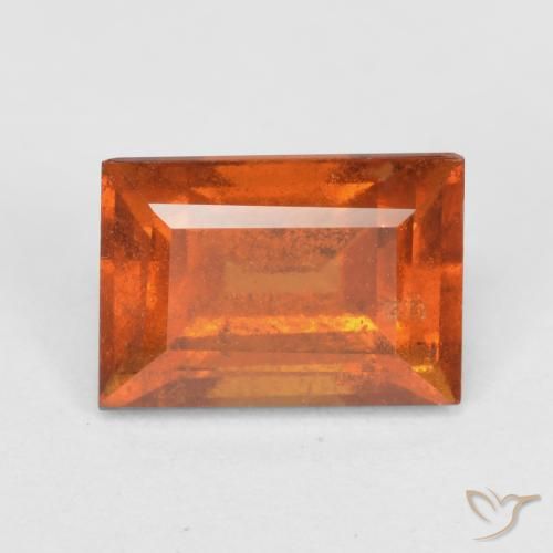 1.47ct Natürlicher Mittelorange Hessonit-Granat, Baguette, SI