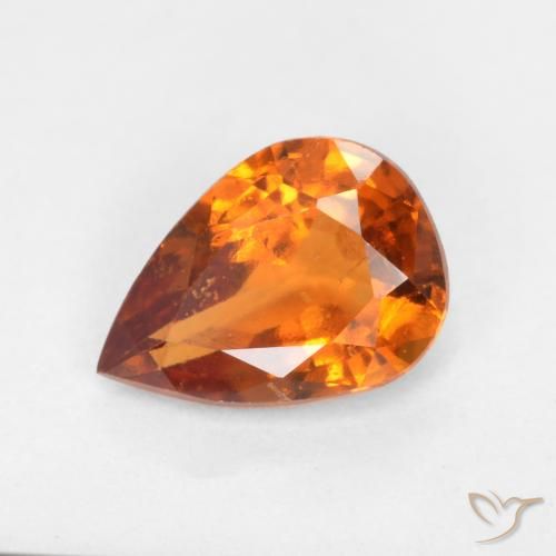 0.95ct Natürlicher tieforange Hessonit-Granat, Birnenform, VS-SI