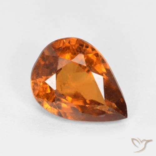 1.22ct Natürlicher Mitteldunkles Orange Hessonit-Granat, Birnenform, SI