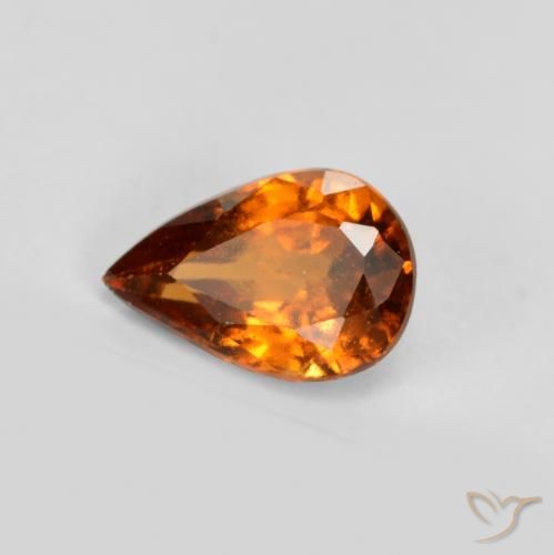 0.74ct Natürlicher tieforange Hessonit-Granat, Birnenform, VS-SI
