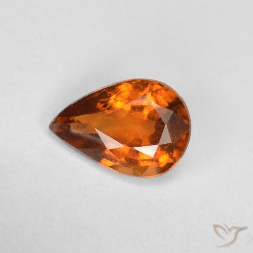0.70ct Natürlicher tieforange Hessonit-Granat, Birnenform, VS-SI